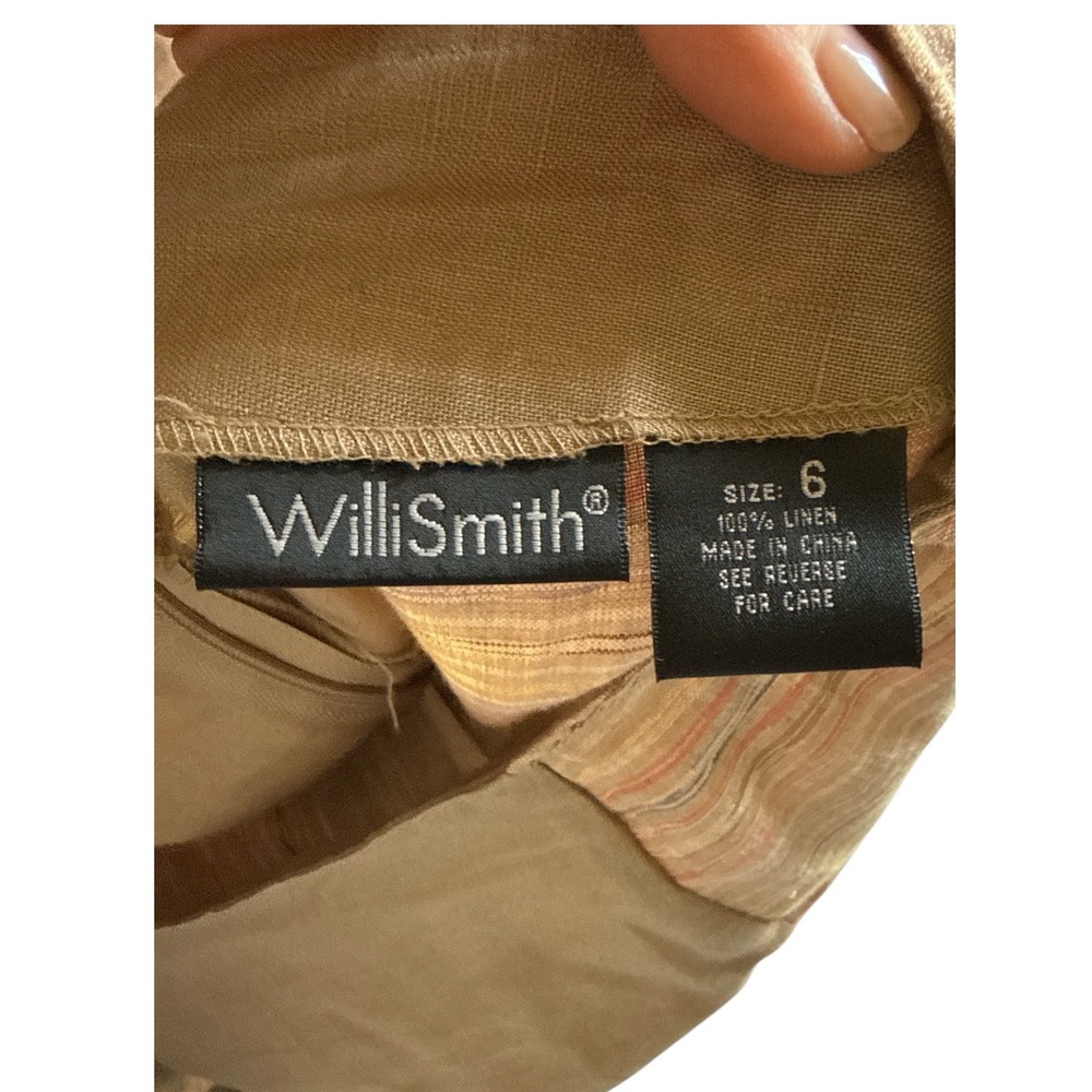 Willi Smith Womens 100% Linen 2 Piece Set Tan Striped Shirt Maxi Skirt Size 6 - Picture 6 of 7